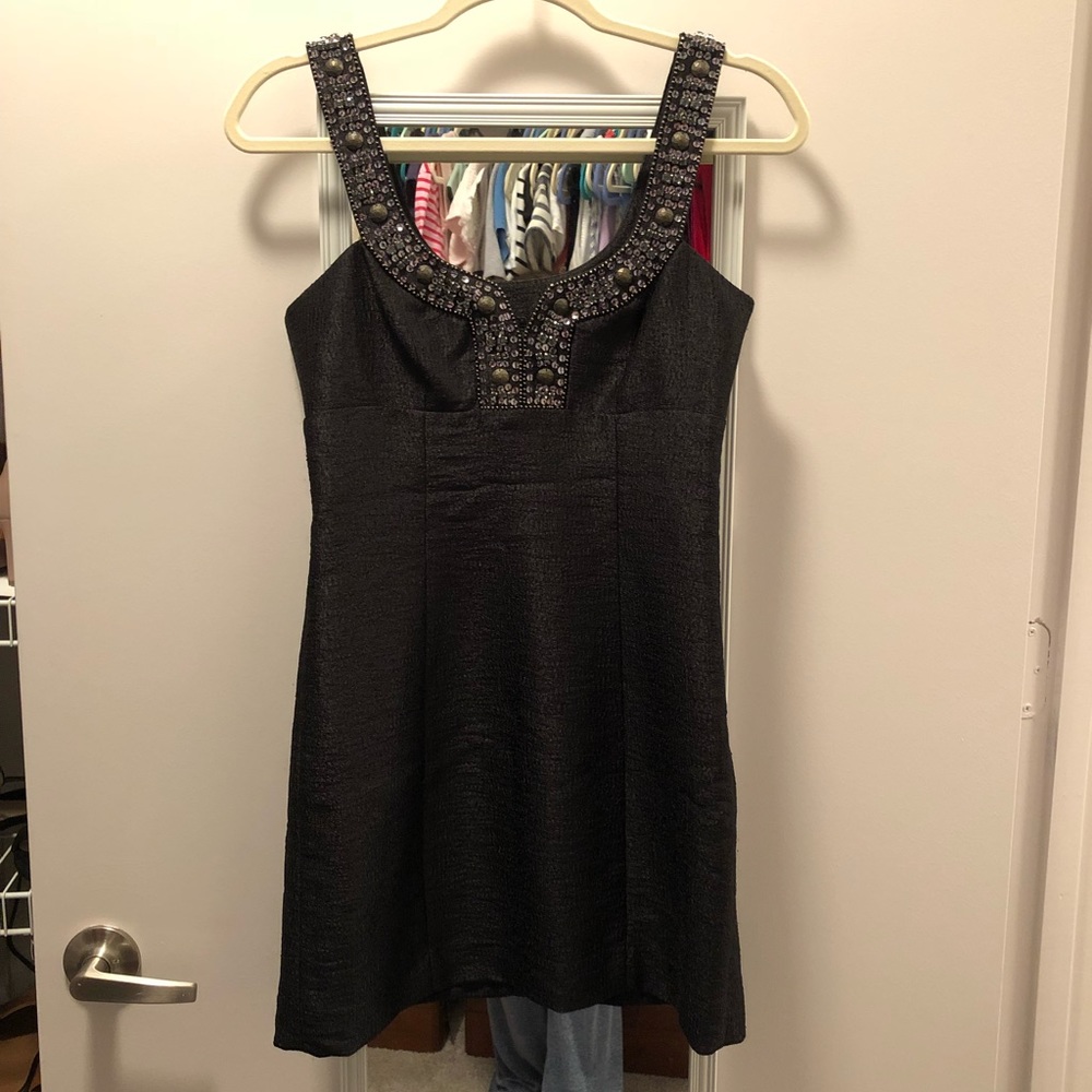 Black dress with silver embellished top